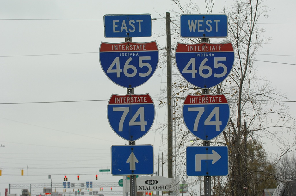 Indiana - Interstate 74 and Interstate 465 sign.