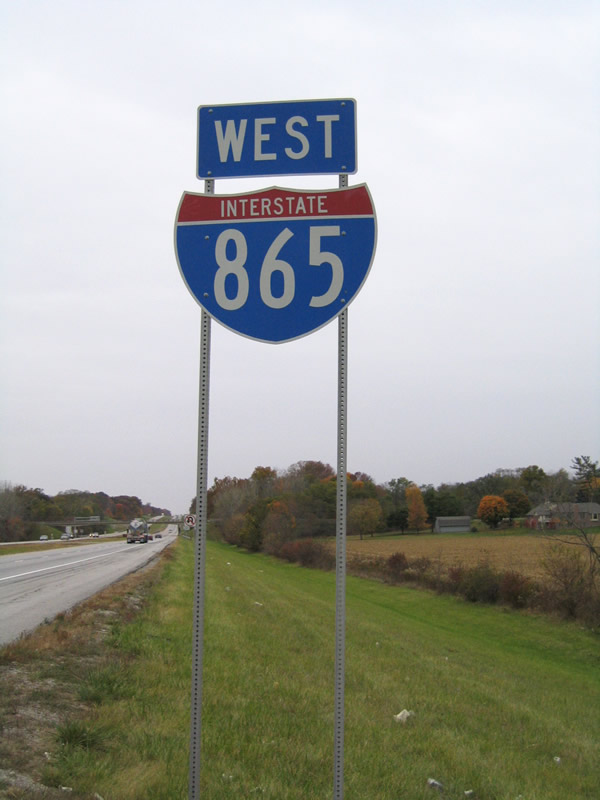Indiana Interstate 865 sign.