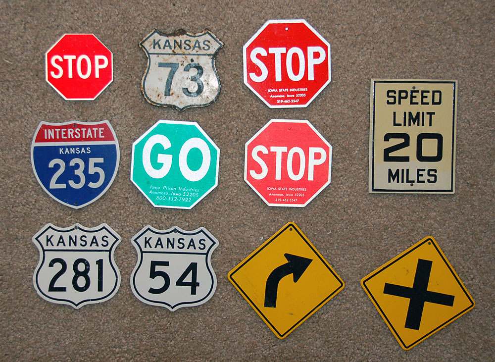 Kansas - U.S. Highway 54, Interstate 235, U.S. Highway 73, and U.S. Highway 281 sign.