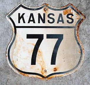 Kansas U.S. Highway 77 sign.