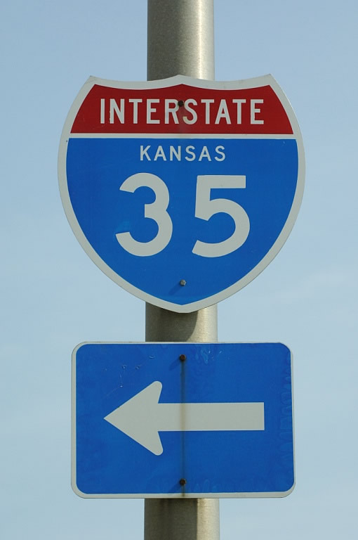 Kansas Interstate 35 sign.