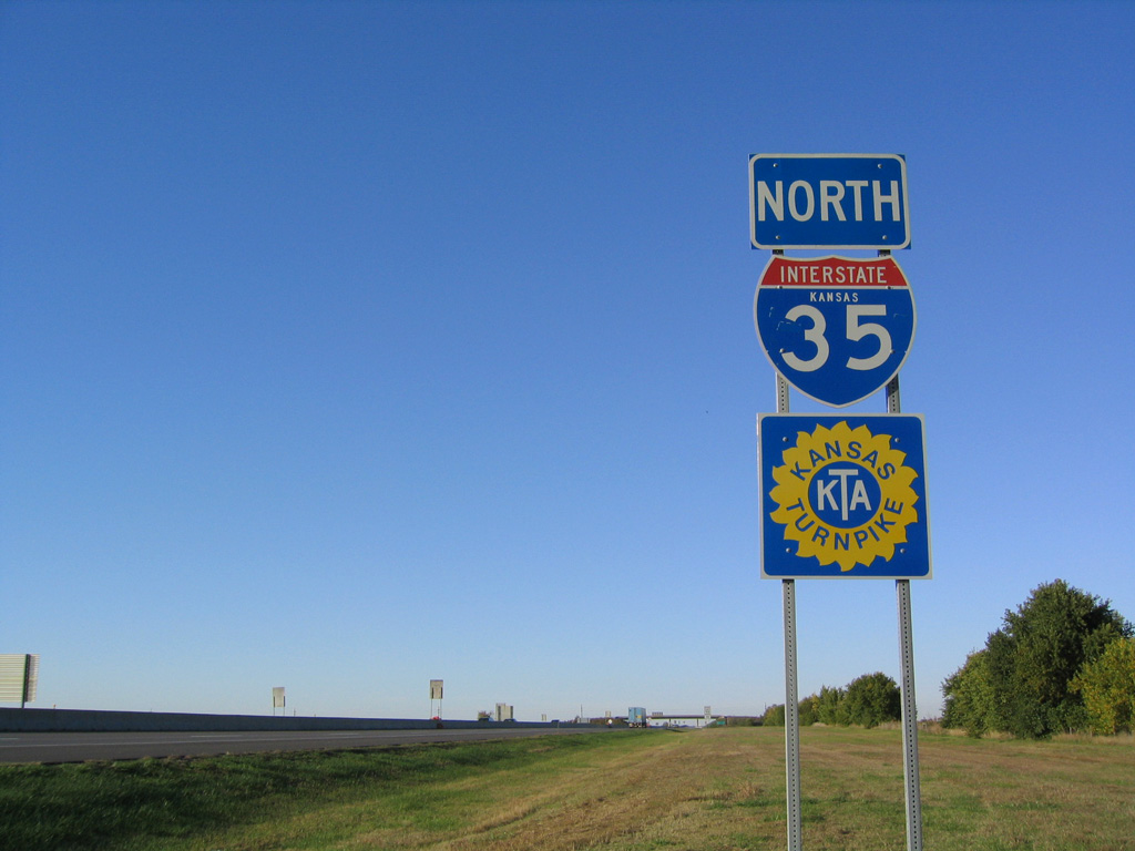 Kansas - Interstate 35 and Kansas Turnpike sign.