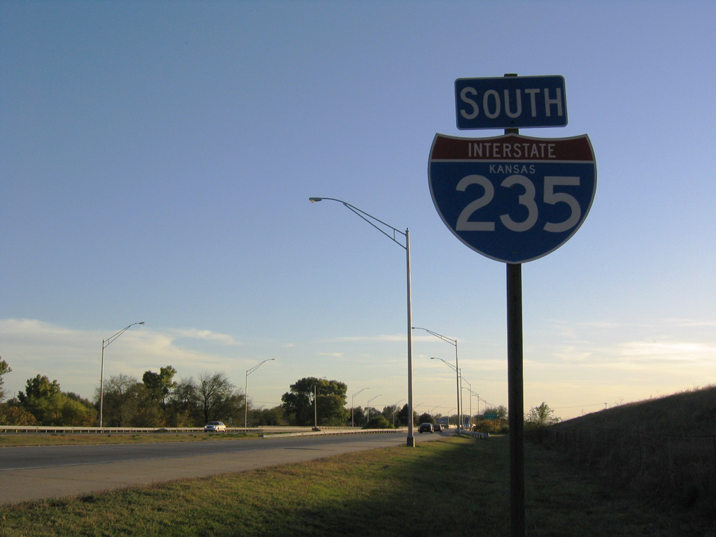 Kansas Interstate 235 sign.