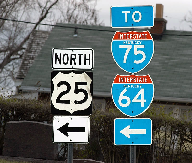 Kentucky - Interstate 64, U.S. Highway 25, and Interstate 75 sign.
