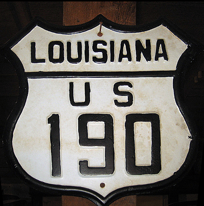 Louisiana U.S. Highway 190 sign.