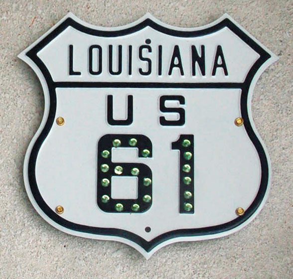 Louisiana U.S. Highway 61 sign.