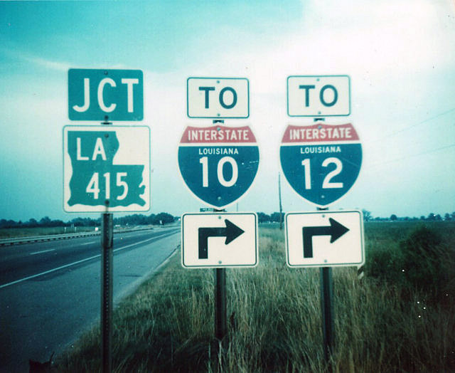 Louisiana - Interstate 12, Interstate 10, and State Highway 415 sign.