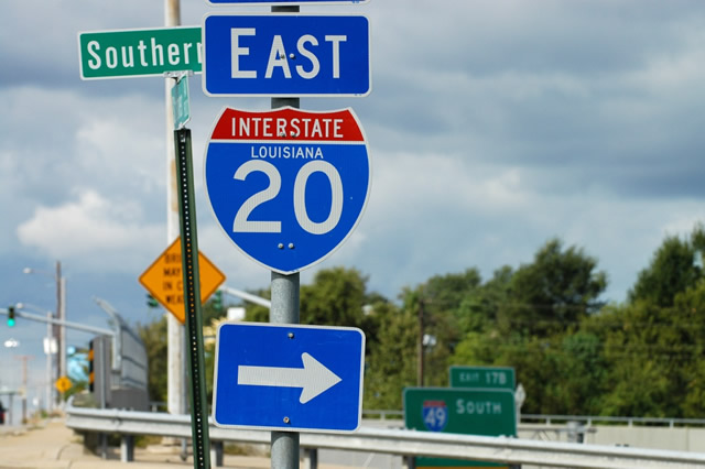 Louisiana Interstate 20 sign.