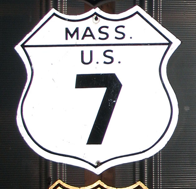 Massachusetts U.S. Highway 7 sign.
