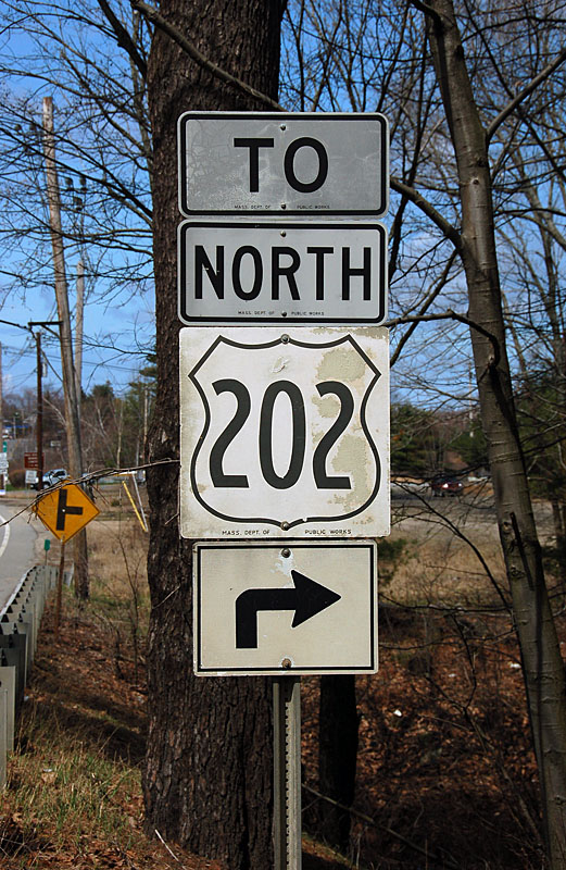 Massachusetts U.S. Highway 202 sign.