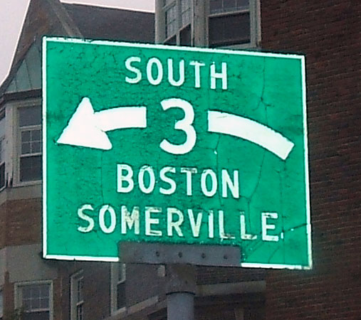 Massachusetts State Highway 3 sign.