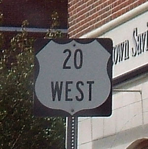 Massachusetts U.S. Highway 20 sign.