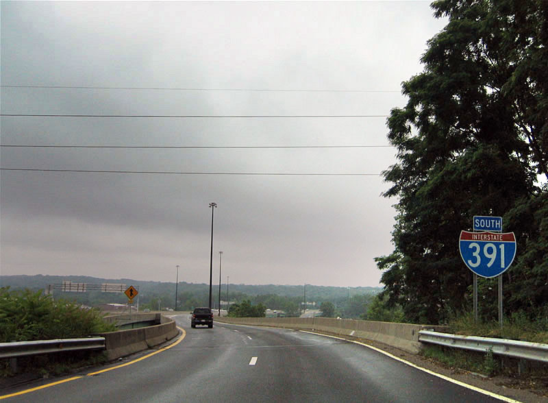 Massachusetts Interstate 391 sign.