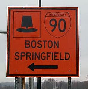 Massachusetts - Massachusetts Turnpike and Interstate 90 sign.