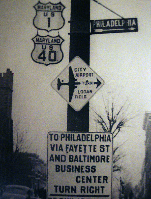Maryland - U.S. Highway 40 and U.S. Highway 1 sign.