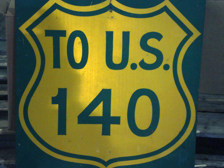 Maryland to U. S. highway 140 sign.