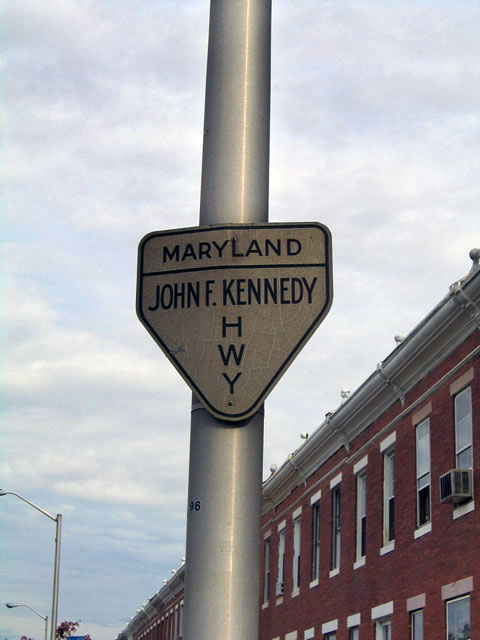 Maryland John F. Kennedy Highway sign.