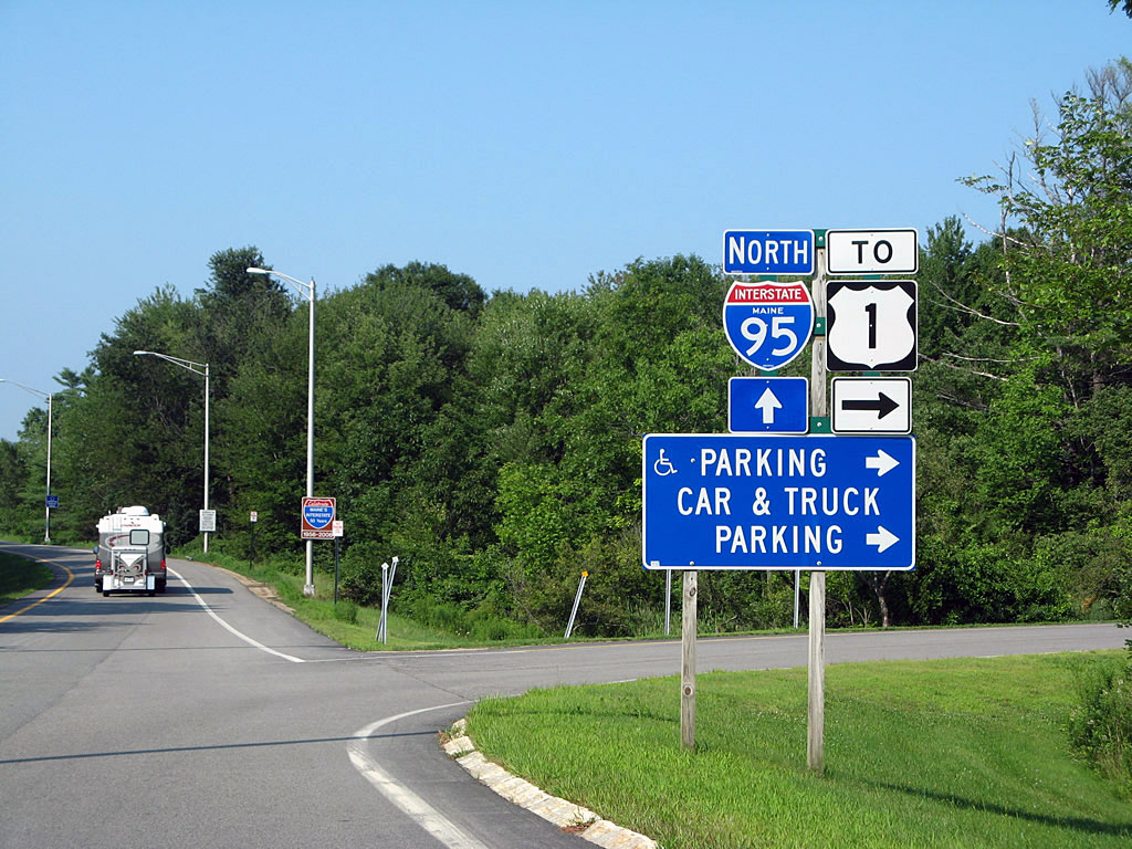 Maine - Interstate 95 and U.S. Highway 1 sign.