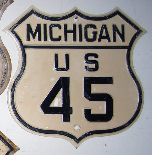 Michigan U.S. Highway 45 sign.