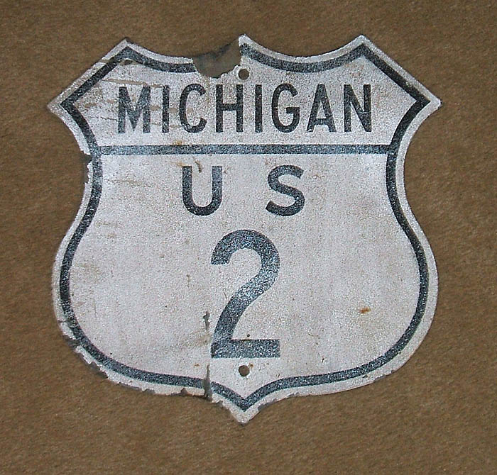 Michigan U.S. Highway 2 sign.