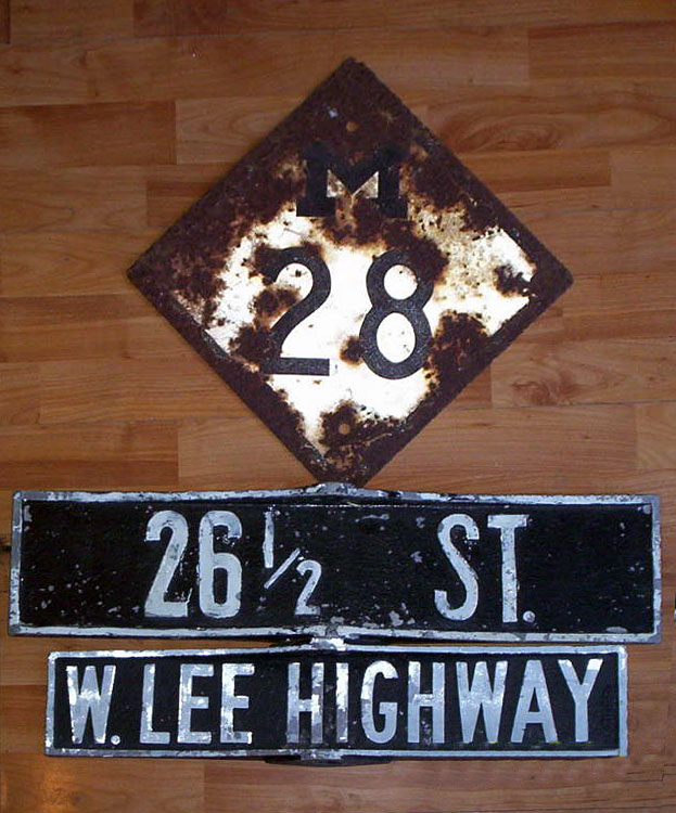 Michigan State Highway 28 sign.