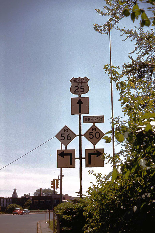 Michigan - State Highway 50, State Highway 56, and U.S. Highway 25 sign.