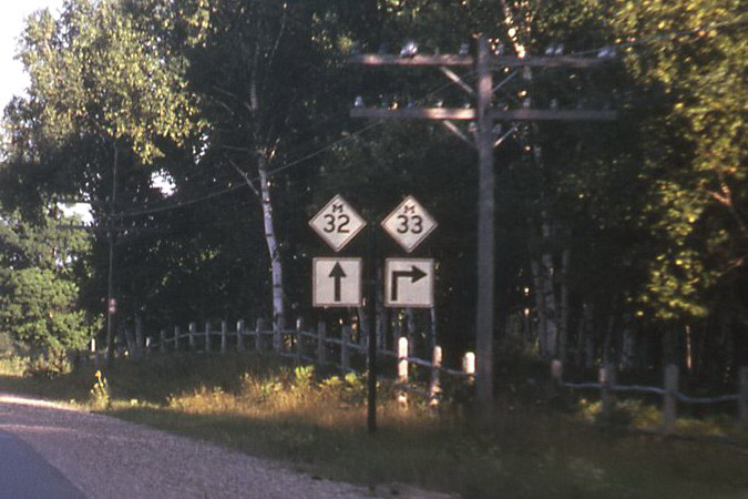 Michigan - State Highway 33 and State Highway 32 sign.