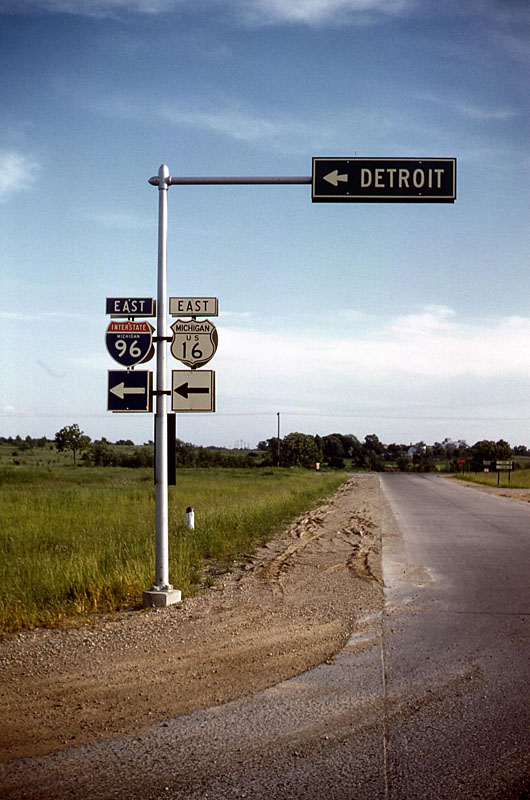Michigan - U.S. Highway 16 and Interstate 96 sign.