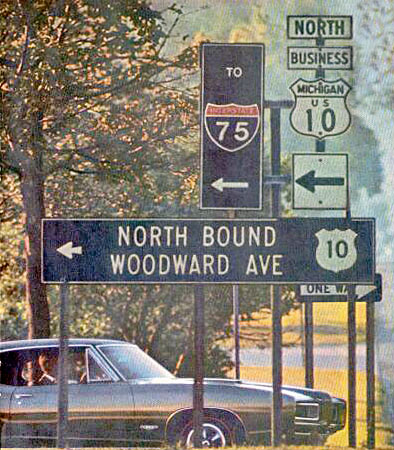 Michigan - U.S. Highway 10 and Interstate 75 sign.