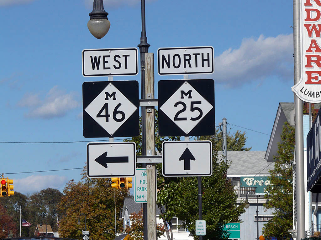 Michigan - State Highway 46 and State Highway 25 sign.