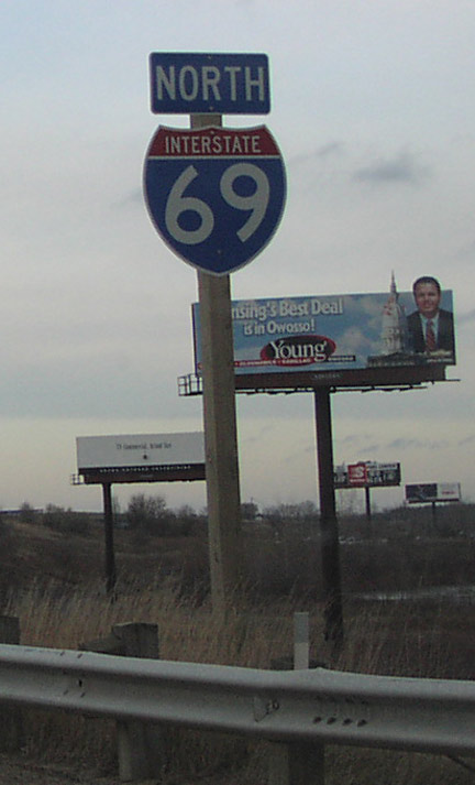 Michigan Interstate 69 sign.