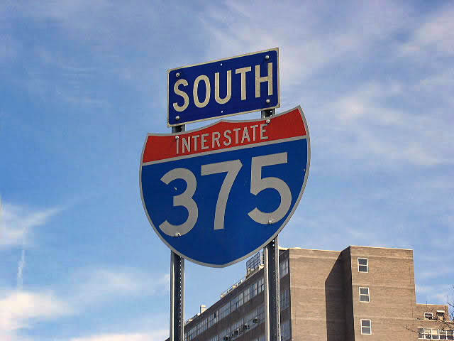 Michigan Interstate 375 sign.