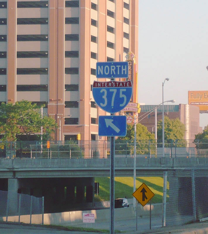 Michigan Interstate 375 sign.