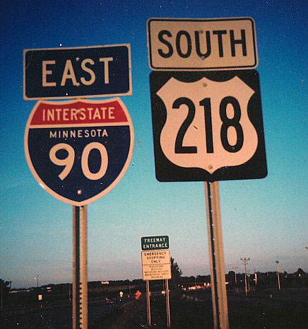 Minnesota - U.S. Highway 218 and Interstate 90 sign.