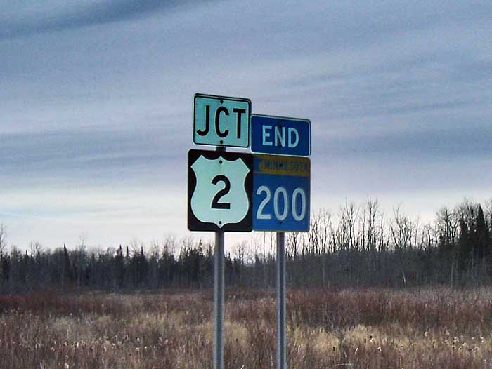Minnesota - State Highway 200 and U.S. Highway 2 sign.