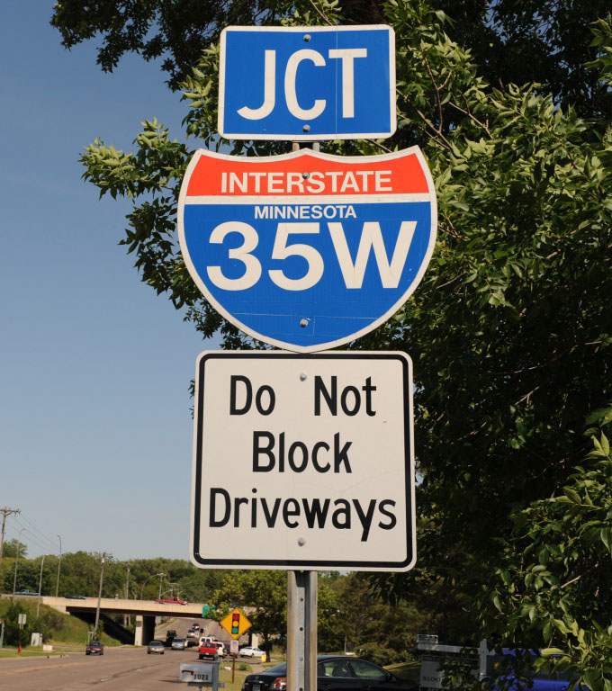 Minnesota interstate highway 35W sign.