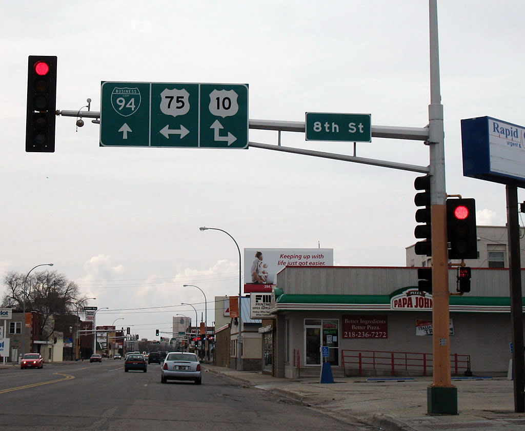 Minnesota - business loop 94, U.S. Highway 10, and U.S. Highway 75 sign.