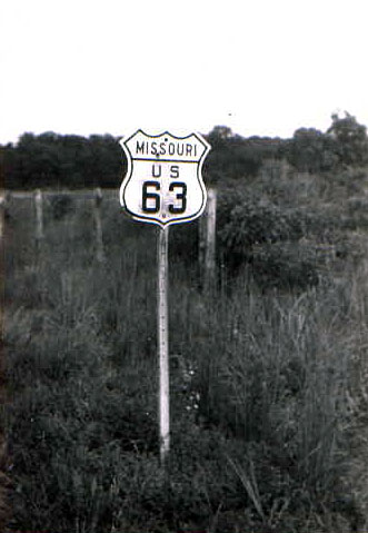 Missouri U.S. Highway 63 sign.