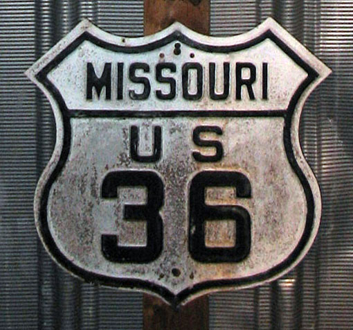 Missouri U.S. Highway 36 sign.