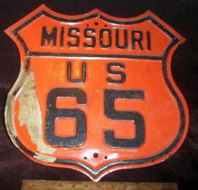 Missouri U.S. Highway 65 sign.