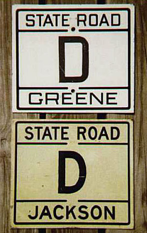 Missouri state secondary highway D sign.