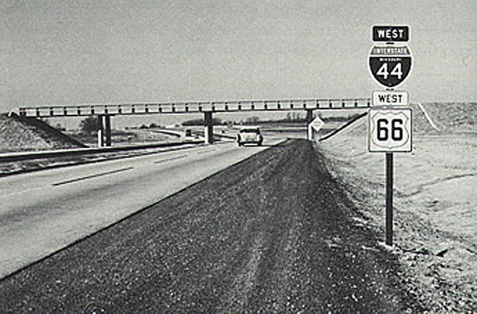 Missouri - U.S. Highway 66 and Interstate 44 sign.