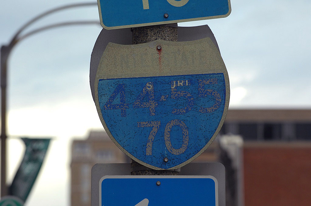 Missouri interstate highway 44, 55, and 70 sign.