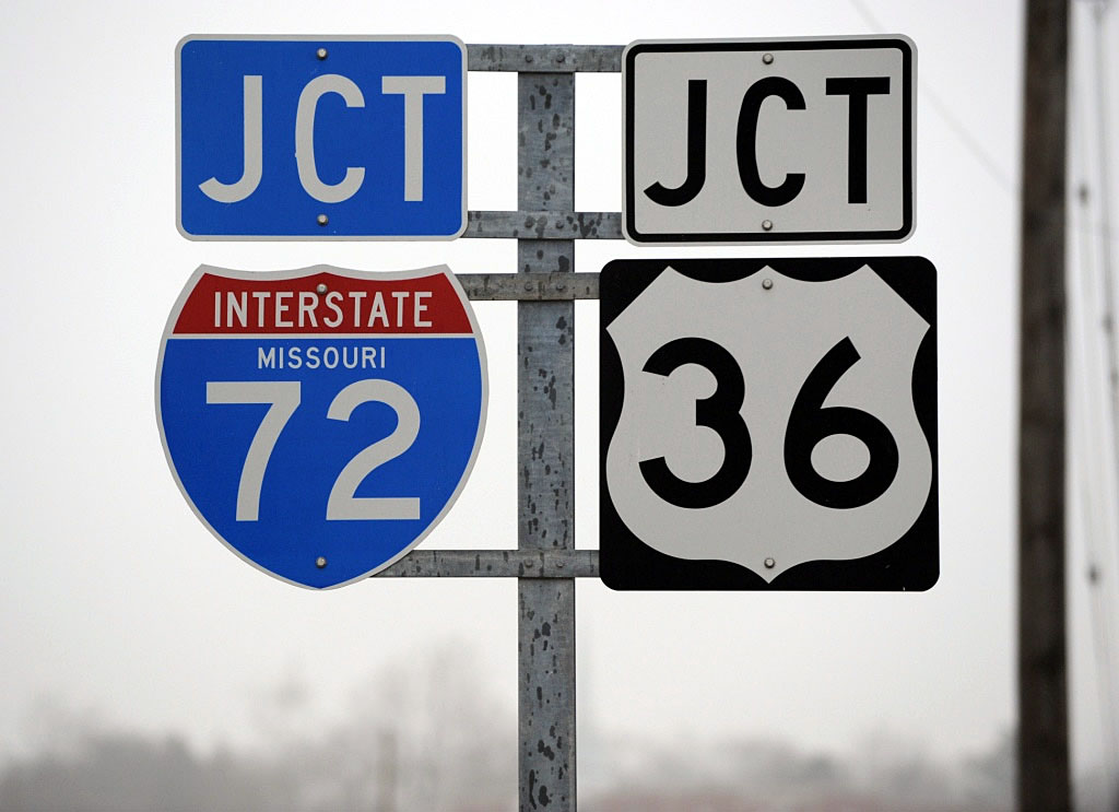 Missouri - U.S. Highway 36 and Interstate 72 sign.