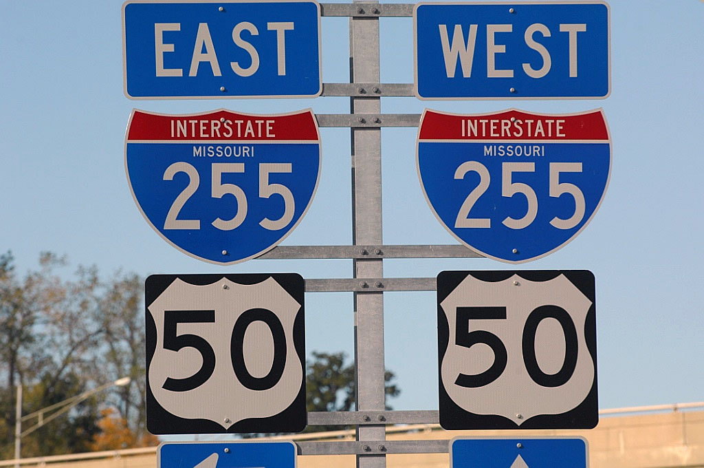 Missouri - Interstate 255 and U.S. Highway 50 sign.