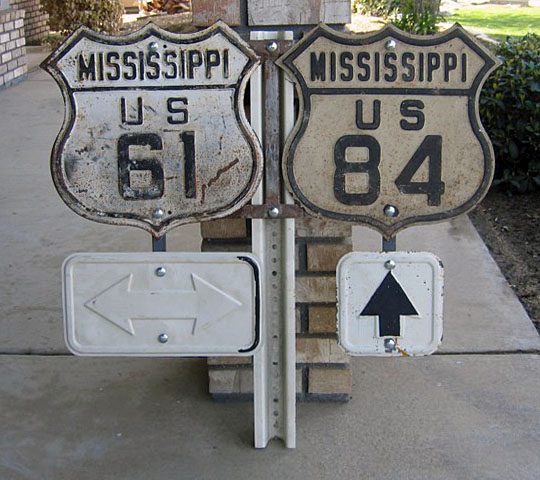 Mississippi - U.S. Highway 84 and U.S. Highway 61 sign.