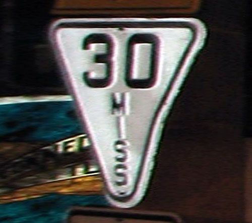 Mississippi State Highway 30 sign.