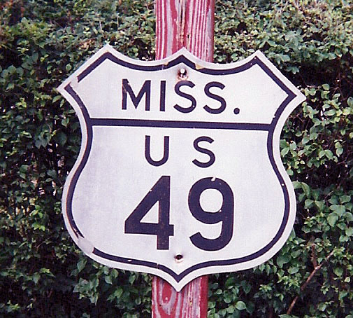 Mississippi U.S. Highway 49 sign.