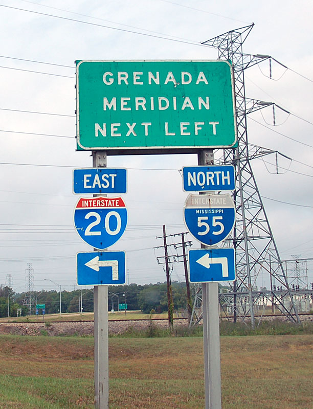 Mississippi - Interstate 55 and Interstate 20 sign.