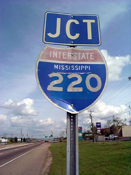 Mississippi Interstate 220 sign.